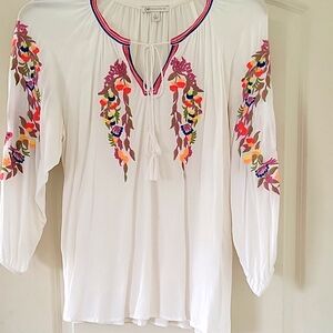 White Embroidered Boho Top